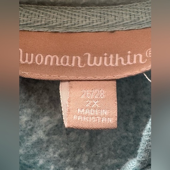 Woman Within Aqua Zippered Hoodie, sz 2x - Picture 2 of 3